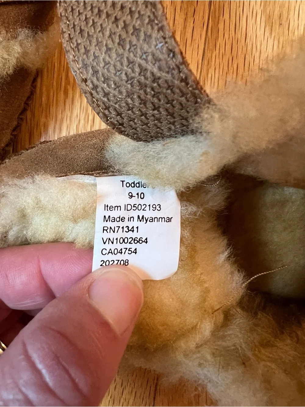 L.L.Bean Unisex Toddler Shearling Slipper Moccasins Suede Velcro Size 9-10
